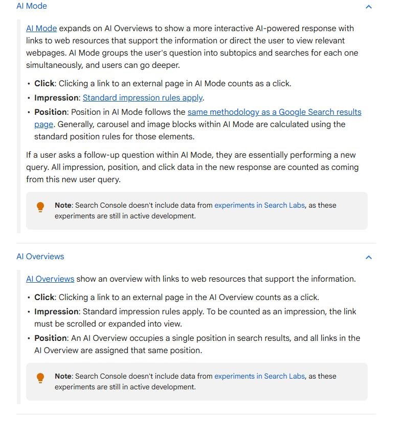 Google Search Console now includes AI Mode and AI Overview data